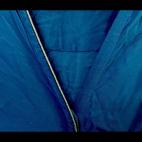 🌿ZARA | Navy Blouse w/ Faux Leather Detail - Picture 2 of 3